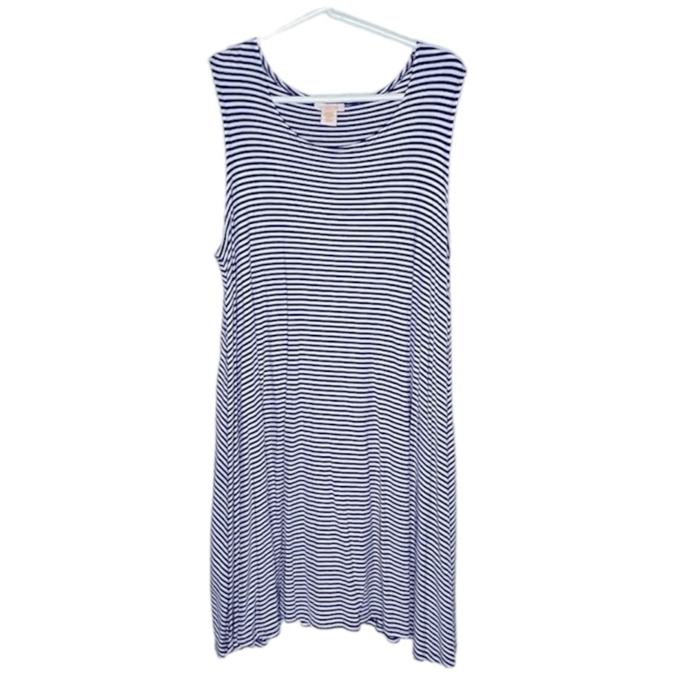 Klozlyne NWT Jersey knit Sleeveless Striped Trapeze Dress black & White NWT